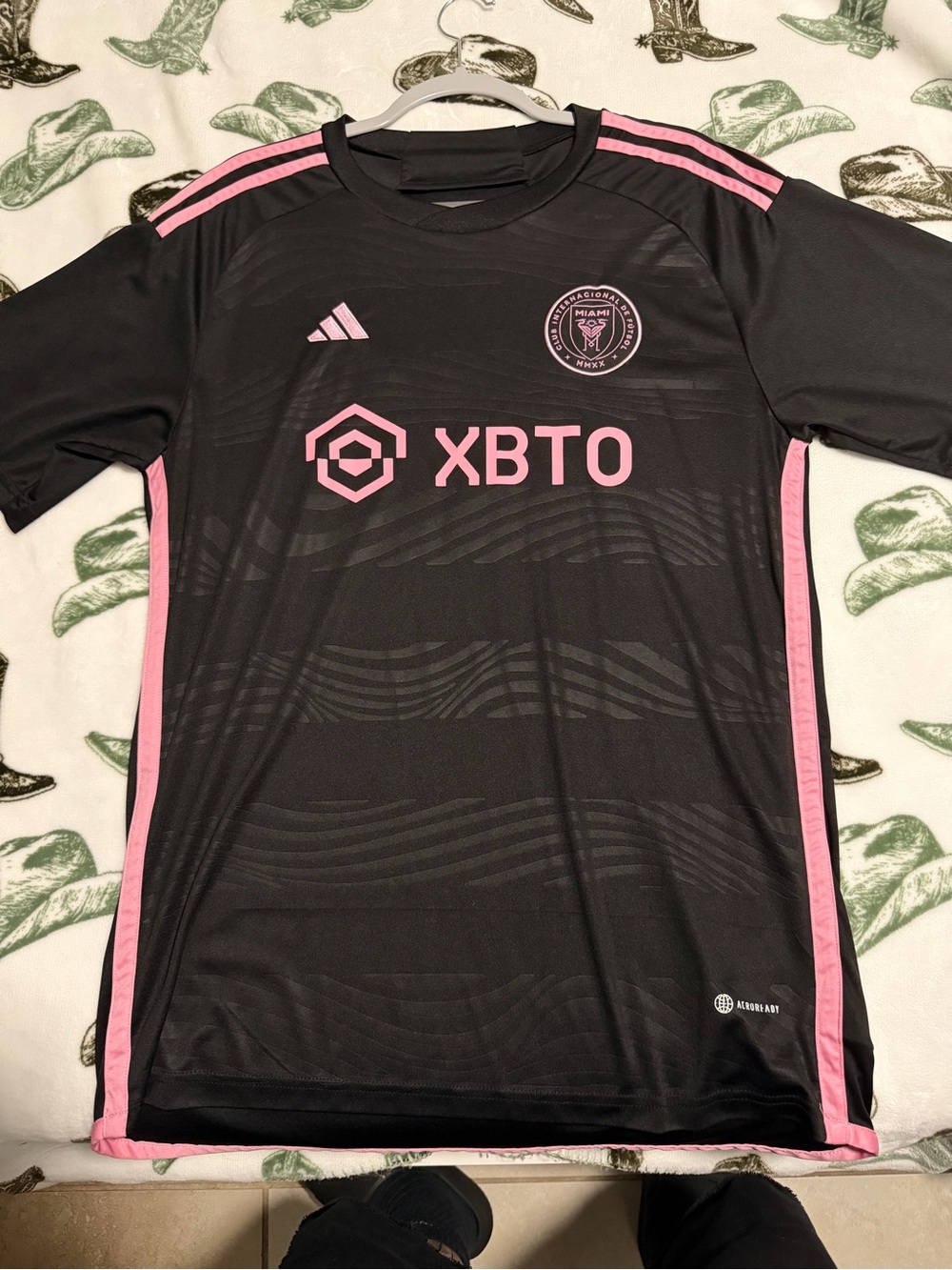 adidas Black and Pink Mens Soccer Jersey with Miami FC Crest